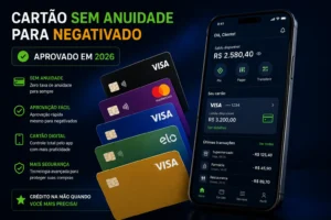 Cartão Sem Anuidade para Negativado: 11 Opções em 2026 1 Bancos digitais ampliaram o acesso ao crédito para pessoas negativadas. - Fonte: Imagem gerada por IA (DALL·E / ChatGPT)
