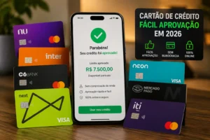 Melhor Banco para Cartão Fácil Aprovação em 2026 1 Bancos digitais lideram aprovação facilitada no Brasil. - Fonte: Imagem gerada por IA (DALL·E / ChatGPT)