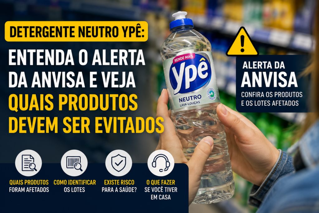 Detergente Neutro Ypê: Produtos Afetados e Riscos - Fonte: Imagem gerada por IA (DALL·E / ChatGPT)