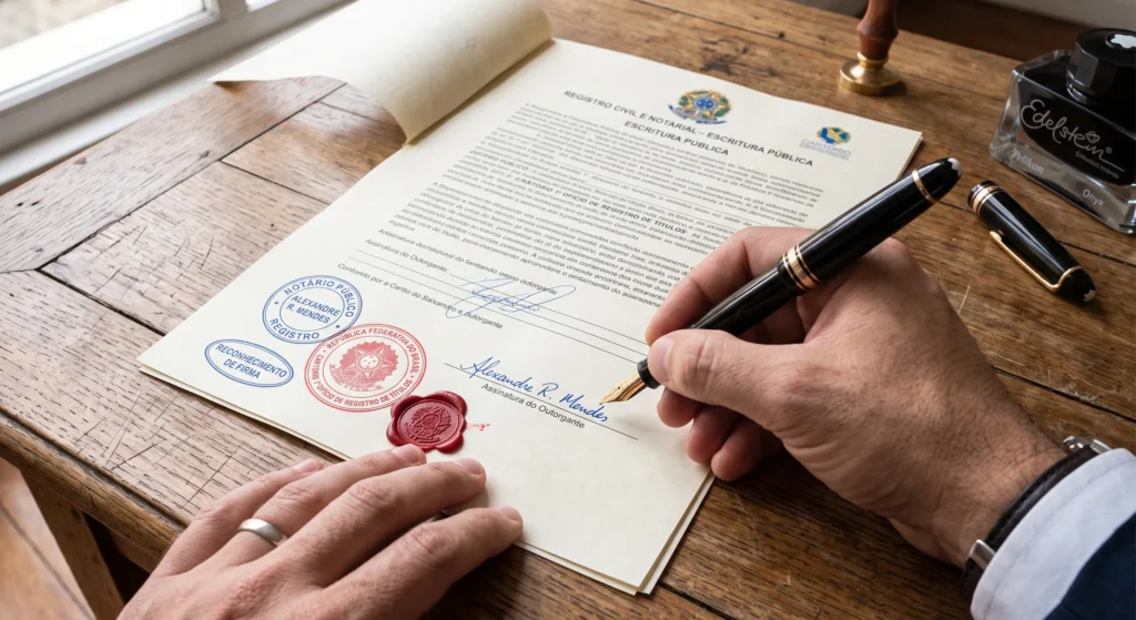 Quanto Custa União Estável em 2026? Tabela de Preços 2 A escolha entre contrato particular e escritura pública impacta diretamente em quanto custa união estável no longo prazo.