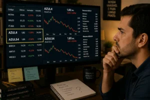 Azul4 Virou Azul54: Entenda o Que Mudou 1 A mudança de AZUL4 para AZUL54 confundiu muitos investidores que acompanhavam a ação da Azul. - Fonte: Imagem gerada por IA (DALL·E / ChatGPT)