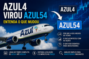 Digital Plane: Finanças, Investimentos e Criptomoedas 1 Azul4 Virou Azul54: Entenda o Que Mudou - Fonte: Imagem gerada por IA (DALL·E / ChatGPT)