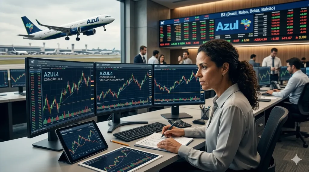 Azul4 Cotação Hoje: Vale a Pena Comprar ou Vai Cair Mais? - Fonte: Imagem gerada por IA / Gemini