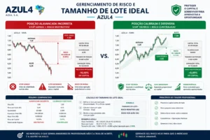 Azul4 é Boa Para Traders? O Raio-X da Volatilidade 2 Calibragem de risco: O dimensionamento correto do lote como fator de sobrevivência na alta volatilidade.
