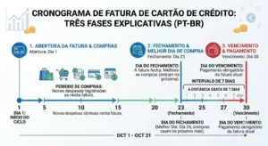 Como Mudar o Dia da Fatura Nubank 2 Infográfico demonstrativo do intervalo de tempo entre o fechamento do ciclo e o vencimento do boleto.