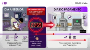 Como Cancelar Pagamento Agendado Nubank: Guia sem Erros 1 Cronograma visual mostrando o prazo limite para entender como cancelar pagamento agendado nubank com segurança pelo app.