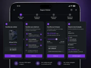Tela de customização de coberturas e valores de franquia diretamente no aplicativo Nu.