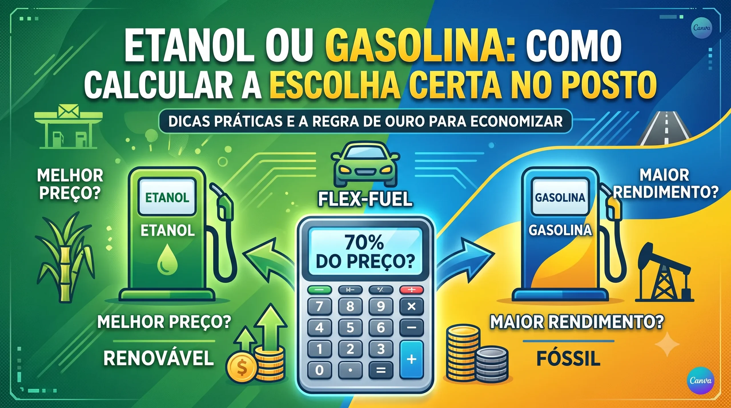 Etanol ou Gasolina? Calcule Qual Rende Mais e Economize